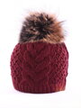 Damen Strickmütze mit Bommel ANIA bordo