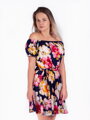 Damen Sommerkleid in dunkelblaue Farbe mit Blumenmuster