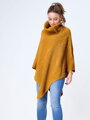 Gestricktes Damen Poncho EVITA Senf