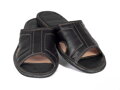 Offene Herren Leder-Hausschuhe Modell 12A schwarz
