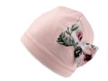 Mädchenmütze mit Schleife in blassrosa Farbe