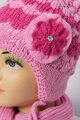 Dievčenská čiapka so šálom K62 tmavo-ružová