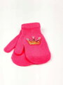 Gestrickte Handschuhe mit KRONE in rosa Farbe