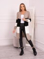 Lange Damen Strickjacke Trikolore 2019-12 braun+schwarz+weiß