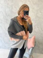 Dreifarbiger Pullover 2019-15 in Graphit, Ecru und Puderrosa