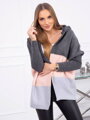 Dreifarbiger Pullover 2019-15 in Graphit, Ecru und Puderrosa