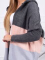 Dreifarbiger Pullover 2019-15 in Graphit, Ecru und Puderrosa