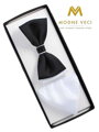 Herren Fliege mit Einstecktuch black+white