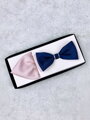 Herren Fliege mit Einstecktuch dunkelblau+lila