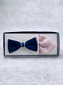Herren Fliege mit Einstecktuch dunkelblau+lila