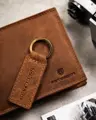 Geschenkset Lederbrieftasche und Schlüsselanhänger in der Farbe Braun PTN SET-M-N994-CHM