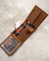 Geschenkset Lederbrieftasche und Schlüsselanhänger in der Farbe Braun PTN SET-M-N994-CHM