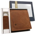 Geschenkset Lederbrieftasche und Schlüsselanhänger in der Farbe Braun PTN SET-M-N994-CHM