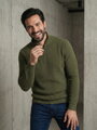 Pánsky štýlový khaki sveter so zipsom