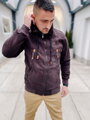 Herren Zip-Hoodie dunkelbraun