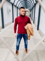 Herren Rollkragenpullover weinrot