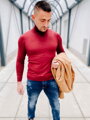 Herren Rollkragenpullover weinrot