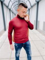 Rollkragenpullover mit Muster weinrot