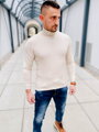 Rollkragenpullover für Herren creme