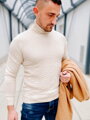 Rollkragenpullover für Herren creme