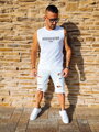 Herren-Tanktop ohne Ärmel NEVER STOP weiß oversized