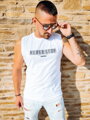 Herren-Tanktop ohne Ärmel NEVER STOP weiß oversized