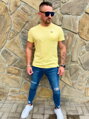 Pánske tričko krátky rukáv s ozdobným vreckom žlté