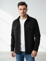 Pánska čierna košeľová bunda VSB CASUAL