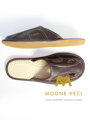 Moderne Herren Leder-Hausschuhe Modell 1A dunkelbraun