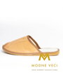 Moderne Herren Leder-Hausschuhe Modell 10A hellbraun
