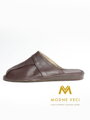 Moderne Herren Leder-Hausschuhe Modell 15A dunkelbraun
