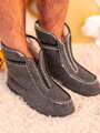 Warme Pantoffeln aus Schafwolle Modell 92 mit Reißverschluss