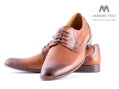 Elegantné topánky - kožené model 138/T - hnedé