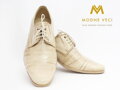 Herren-Kleid aus Leder Schuhe weiß mit goldenen Akzenten 116