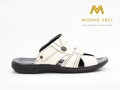 Herren Stirn Leder Sandalen und Pantoffeln in einem weißen