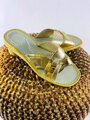 Offene Damen Hausschuhe Modell 45 mit Kreuzung gold