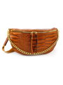 Damen Bauchtasche mit Goldkette Modell 132 zimtbraun