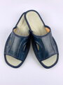 Offene Herren Leder-Hausschuhe Modell 2C dunkelblau