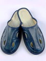 Moderne Herren Leder-Hausschuhe Modell 1E dunkelblau