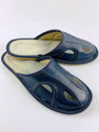Moderne Herren Leder-Hausschuhe Modell 1E dunkelblau