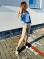 Damen Jeans-Hose mit dekorativem Taillenbereich