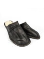 Warme Herren Leder-Pantoffeln Modell 16B schwarz