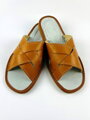 Offene Herren Leder-Hausschuhe Modell 13A hellbraun
