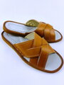 Offene Herren Leder-Hausschuhe Modell 13A hellbraun