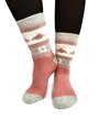 Damen Wollsocken ANGORA Bienen rosa-grau