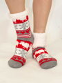 Damen Thermosocken - Muster Elentier + Schneeflocke 4 rot-grau