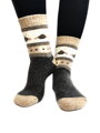 Damen Wollsocken ANGORA Bienen grau-beige