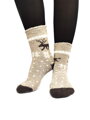 Weihnachts Damen Wollsocken Rentier cappuccino