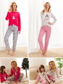 Damen Pyjama Pinguin 2226 MAJA AW/20 grau-rosa