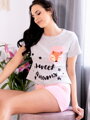Kurzer Damen Pyjama Russet Foxy grau/rosa